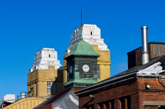 Old factory buildings.