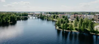 Ilmakuva Varkauden Green corridor -rantareitiltä Hertunrannasta