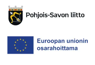 Teollisuusmatkailun kehittäminen Pohjois-Savossa -hankkeen rahoittajalogot Pohjois-Savon liitto ja Euroopan unionin osarahoittama